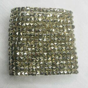 Wide Silver Tone Stud Stretch Bracelet Statement Style NWT